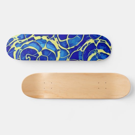 Abstract, blauw, zwart-wit patroon persoonlijk skateboard (Horizontaal)