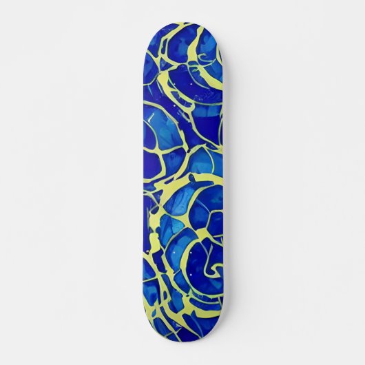 Abstract, blauw, zwart-wit patroon persoonlijk skateboard (Voorkant)