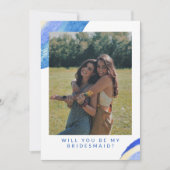 Abstract blauw Zwenk Foto Bridesmaid Voorstel (Voorkant)