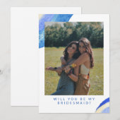Abstract blauw Zwenk Foto Bridesmaid Voorstel (Voorkant / Achterkant)