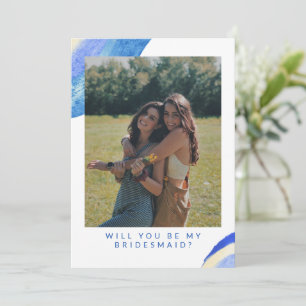 Abstract blauw Zwenk Foto Bridesmaid Voorstel