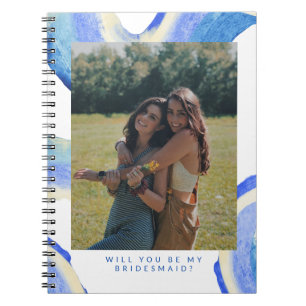 Abstract blauw Zwenk Foto Bridesmaid Voorstel Notitieboek