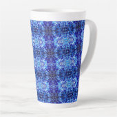 Abstract blauwe bloem latte mok (Rechterhoek)