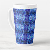 Abstract blauwe bloem latte mok (Linkerhoek)
