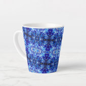 Abstract blauwe bloem latte mok (Linkerhoek)
