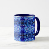 Abstract blauwe bloem mok (Voorkant rechts)