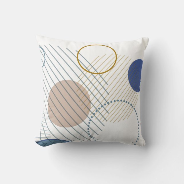 Abstract blauwe en gouden sierkussen (Voorkant)