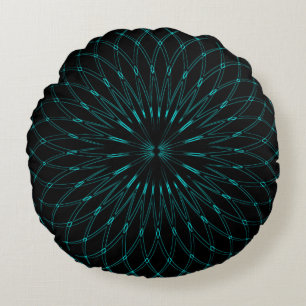 Abstract blauwe geometrische grafische afbeelding rond kussen