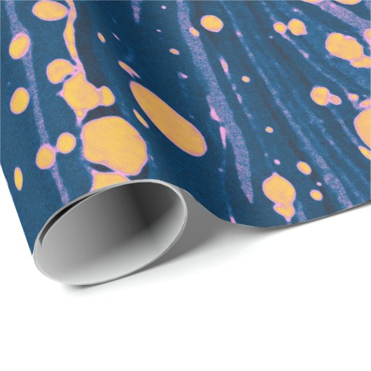 ABSTRACT BLAUWE MARBLED PAPIER MET GOUDE SPLASHEDE (Rol Hoek)