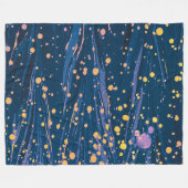 ABSTRACT BLAUWE MARBLED PAPIER MET GOUDE SPLASHEDE FLEECE DEKEN (Voorkant (Horizontaal))