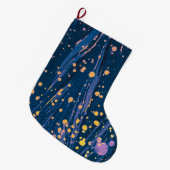 ABSTRACT BLAUWE MARBLED PAPIER MET GOUDE SPLASHEDE GROTE KERSTSOK (Voorkant (Hangend))