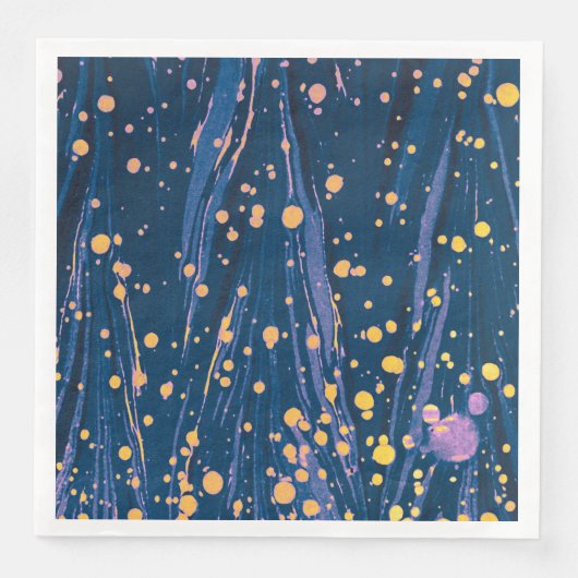 ABSTRACT BLAUWE MARBLED PAPIER MET GOUDE SPLASHEDE SERVET (Voorkant)