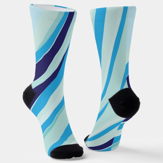 Abstract Blauwe Streep Sokken (Gebogen)