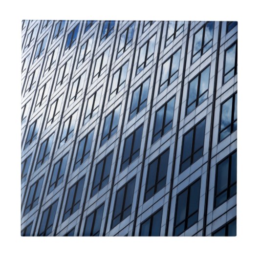 Abstract blauwgrijze vensters tegeltje (Voorkant)