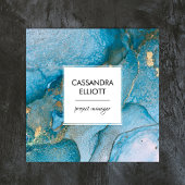 Abstract Blauwgroen blauw en goudalcohol Vloeibare Vierkante Visitekaartje