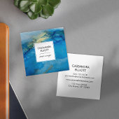 Abstract Blauwgroen blauw en goudalcohol Vloeibare Vierkante Visitekaartje