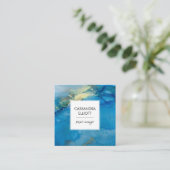 Abstract Blauwgroen blauw en goudalcohol Vloeibare Vierkante Visitekaartje (Staand voorkant)