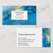 Abstract Blauwgroen blauw en goudalcohol Vloeibare Visitekaartje (Voorkant / Achterkant)