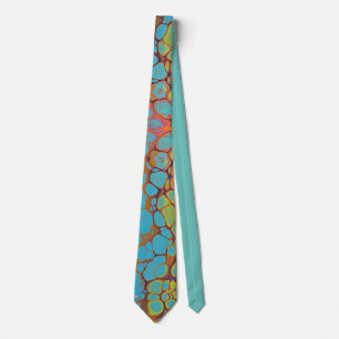 Abstract Blauwgroen Blauw Geel Sinaasappel Unieke  Stropdas