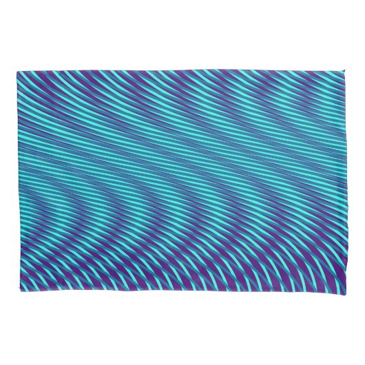 Abstract Blauwgroen Blauw Psychedelic Stripes Mesm Kussensloop (Voorkant)