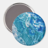 Abstract Blauwgroen Blauw Wit Magneet (Voorkant / Achterkant)