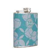 Abstract Blauwgroen cirkelpatroon Gepersonaliseerd Heupfles (Rechts)