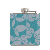 Abstract Blauwgroen cirkelpatroon Gepersonaliseerd Heupfles (Achterkant)