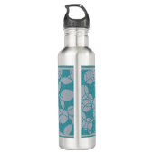 Abstract Blauwgroen cirkelpatroon Gepersonaliseerd Waterfles (Achterkant)