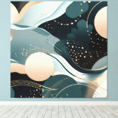 Abstract blauwgroen en blush roze modern design canvas afdruk (Insitu (Houten vloer))