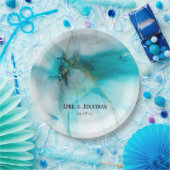 Abstract Blauwgroen en Faux Gold Wedding Bord (Feest)