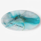 Abstract Blauwgroen en Faux Gold Wedding Bord (Gekanteld)