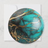 Abstract Blauwgroen en Goud Hemelse Bruiloft Kaart (Achterkant)