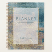 Abstract Blauwgroen en goud met een modern strand Planner (Voorkant)