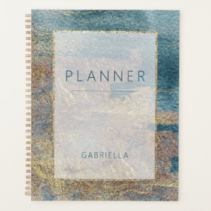 Abstract Blauwgroen en goud met een modern strand Planner