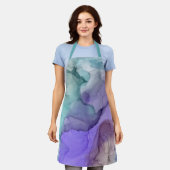 Abstract Blauwgroen en Paars Alcohol Ink Patroon Schort (Gedragen)