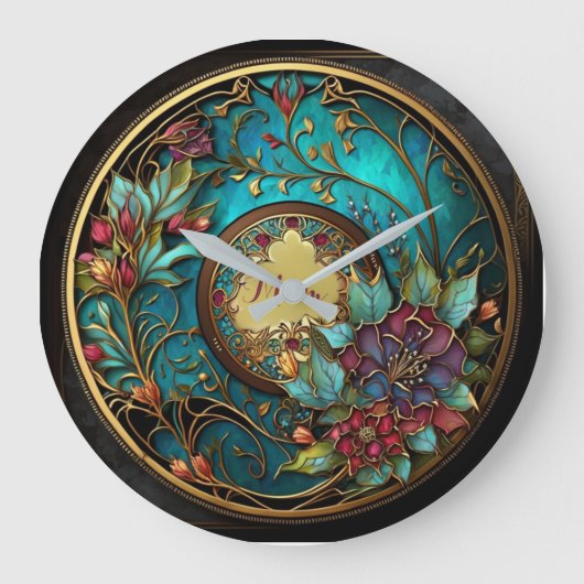 Abstract Blauwgroen en roze Moederdag Grote Klok (Voorkant)