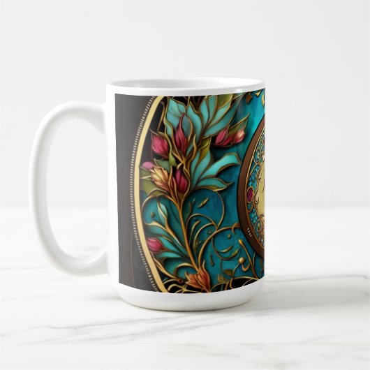 Abstract Blauwgroen en roze Moederdag Koffiemok (Links)