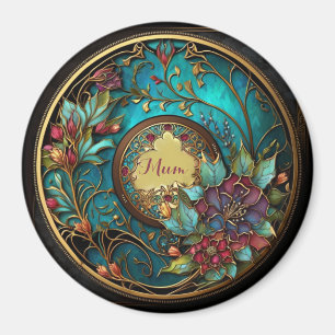 Abstract Blauwgroen en roze Moederdag Magneet