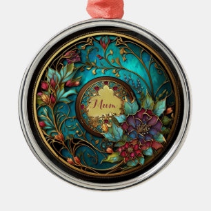 Abstract Blauwgroen en roze Moederdag Metalen Ornament