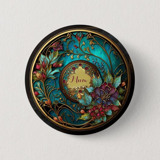 Abstract Blauwgroen en roze Moederdag Ronde Button 5,7 Cm (Voorkant)