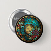 Abstract Blauwgroen en roze Moederdag Ronde Button 5,7 Cm (Voorkant /achterkant)