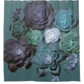 Abstract Blauwgroen Floral Shower Curtain Douchegordijn (Voorkant)