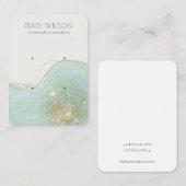 Abstract Blauwgroen Groen Glitter 2 Verouderde Ver Visitekaartje (Voorkant / Achterkant)