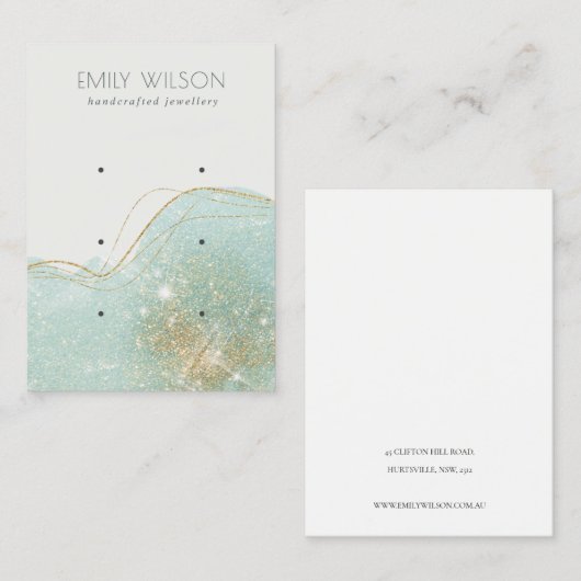 Abstract Blauwgroen Groen Glitter 3 Veroorbaar bee Visitekaartje (Voorkant / Achterkant)