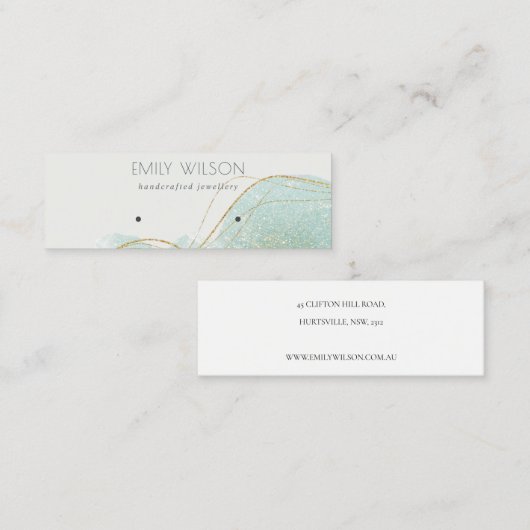 Abstract Blauwgroen Groen Glitter Shiny Earning Di Mini Visitekaartje (Voorkant / Achterkant)