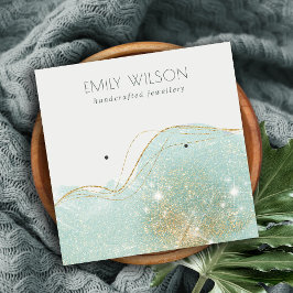 Abstract Blauwgroen Groen Glitter Shiny Earning Di Vierkante Visitekaartje