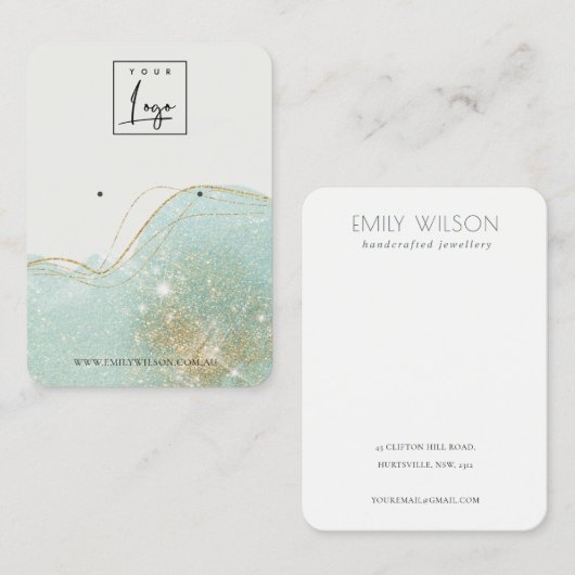 Abstract Blauwgroen Groen Glitter Shiny Earning Di Visitekaartje (Voorkant / Achterkant)