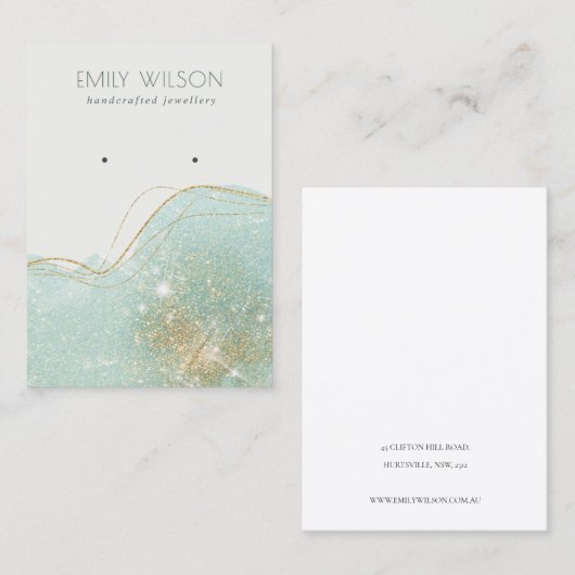 Abstract Blauwgroen Groen Glitter Shiny Earning Di Visitekaartje (Voorkant / Achterkant)