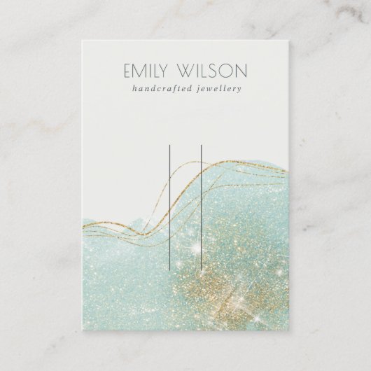 Abstract Blauwgroen Groen Glitter Shiny Hairpin Di Visitekaartje (Voorkant)