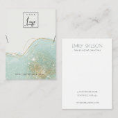 Abstract Blauwgroen Groen Glitter Shiny Ketting Di Visitekaartje (Voorkant / Achterkant)